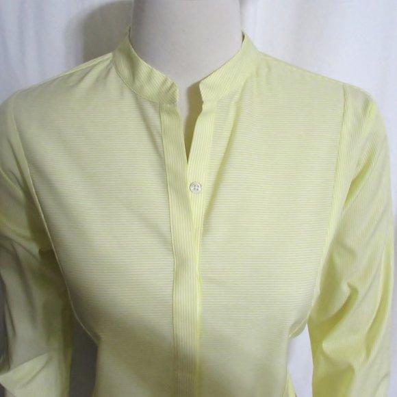 NEW Womens Ladies J PETERMAN Yellow & White Stripe Long Sleeve Top 6 ORIG $118 - Picture 3 of 5